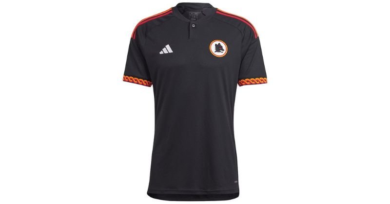 roma 2023/24 third shirt in black with orange and red mosaic trims